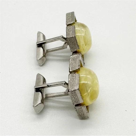 Vintage Swank Australian Opal Half Globe Silver Tone Cufflinks